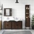 Set de muebles de baño 4 pzas madera contrachapada marrón