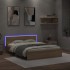 Estructura de cama cabecero y luces LED roble Sonoma 150x200