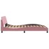 Estructura de cama con cabecero de terciopelo rosa 140x190