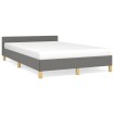 Estructura de cama con cabecero tela gris oscuro 120x190 cm