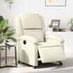 Sillón reclinable eléctrico de cuero sintético crema