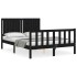 Estructura de cama con cabecero madera maciza negro 140x190