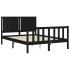 Estructura de cama con cabecero madera maciza negro 140x190