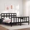 Estructura de cama con cabecero madera maciza negro 160x200 cm