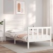 Estructura de cama con cabecero madera maciza blanco 100x200 cm