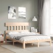 Estructura de cama con cabecero madera maciza 140x190 cm