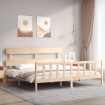 Estructura de cama con cabecero madera maciza 200x200 cm