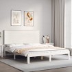 Estructura de cama con cabecero madera maciza blanco 160x200 cm