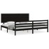 Estructura de cama con cabecero madera maciza negro 200x200