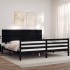 Estructura de cama con cabecero madera maciza negro 200x200