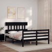 Estructura de cama con cabecero madera maciza negro 120x200 cm