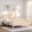 Estructura de cama con cabecero madera maciza 140x190 cm