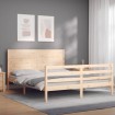 Estructura de cama de matrimonio con cabecero madera maciza