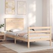 Estructura de cama individual con cabecero madera maciza