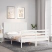 Estructura de cama con cabecero madera maciza blanco 140x200 cm