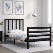 Estructura de cama con cabecero madera maciza negro 90x200 cm