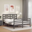 Estructura de cama con cabecero madera maciza gris 140x190 cm