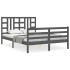 Estructura de cama con cabecero madera maciza gris 140x190