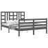 Estructura de cama con cabecero madera maciza gris 140x190