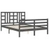 Estructura de cama con cabecero madera maciza gris 140x190