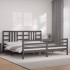 Estructura de cama con cabecero madera maciza gris 200x200