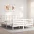 Estructura de cama con cabecero madera maciza blanco 160x200