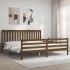 Estructura cama y cabecero madera maciza marrón miel 200x200