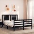 Estructura de cama con cabecero madera maciza negro 120x200