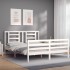 Estructura de cama con cabecero madera maciza blanco 160x200