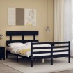 Estructura de cama con cabecero madera maciza negro 120x200 cm