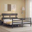 Estructura de cama con cabecero madera maciza gris 160x200 cm