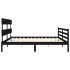 Estructura de cama con cabecero madera maciza negro 200x200