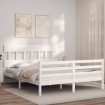 Estructura de cama matrimonio con cabecero madera maciza blanco