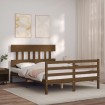 Estructura de cama matrimonio con cabecero madera marrón miel