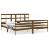 Estructura cama y cabecero madera maciza marrón miel 200x200