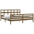 Estructura cama y cabecero madera maciza marrón miel 200x200