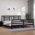 Estructura de cama con cabecero madera maciza negro 200x200