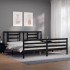 Estructura de cama con cabecero madera maciza negro 200x200