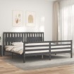 Estructura de cama con cabecero madera maciza gris 200x200 cm