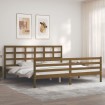 Estructura cama y cabecero madera maciza marrón miel 200x200 cm