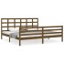 Estructura cama y cabecero madera maciza marrón miel 200x200