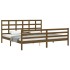 Estructura cama y cabecero madera maciza marrón miel 200x200