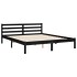 Estructura de cama con cabecero madera maciza negro 160x200