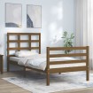 Estructura cama con cabecero madera maciza marrón miel 90x200cm