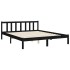 Estructura de cama con cabecero madera maciza negro 160x200
