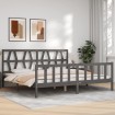 Estructura de cama con cabecero madera maciza gris 200x200 cm