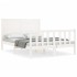 Estructura de cama con cabecero madera maciza blanco 140x200