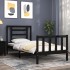 Estructura de cama con cabecero madera maciza negro 100x200