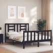 Estructura de cama con cabecero madera maciza negro 120x200 cm