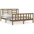 Estructura de cama matrimonio con cabecero madera marrón